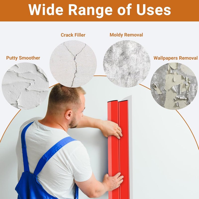 DEKEones Drywall Skimming Tools Set with 10”24”32” Skimming Blades, a Paint Roller, a Extension Pole and 3 Kinds of Putty Knife Tools for Smoothing Wall and Ceiling - Image 5